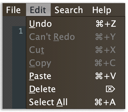 Editor Edit Menu