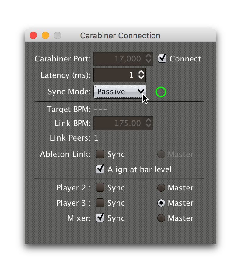 Carabiner in Passive Sync Mode