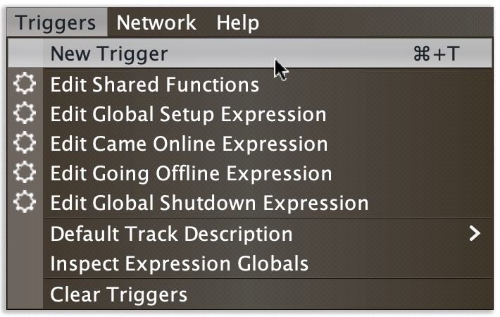 Triggers Menu