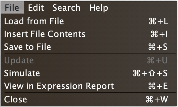 Editor File Menu