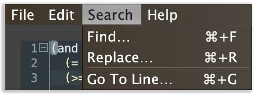 Editor Search Menu