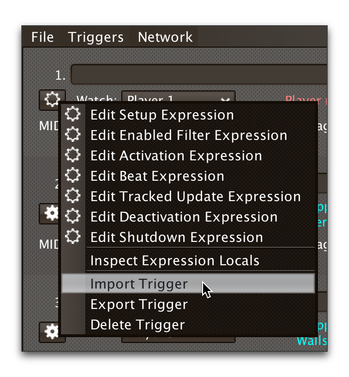 Import Trigger option