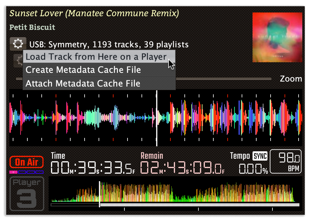 Load Track from Player Status Window