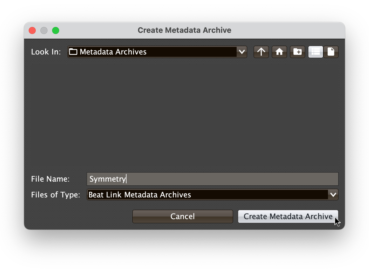 Create metadata archive