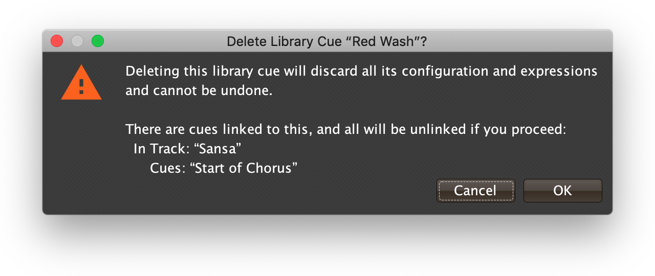 Deleting a Library Cue