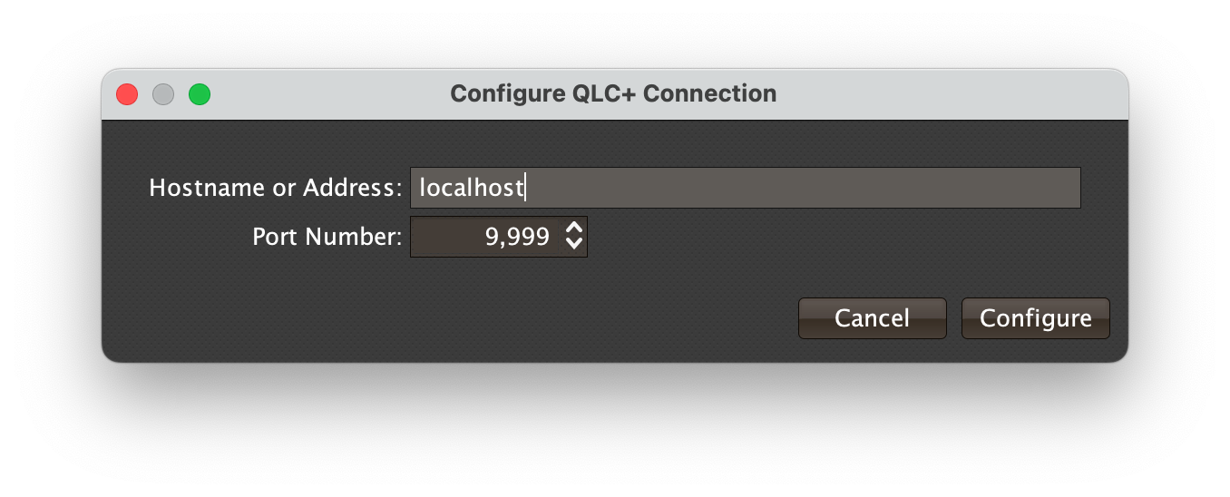 QLC+ connection configuration