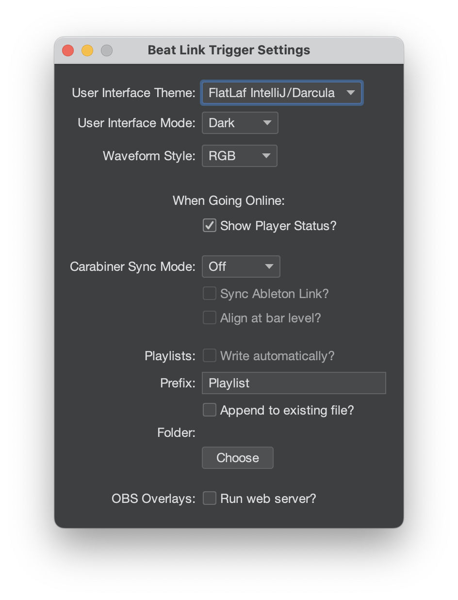 Settings Window